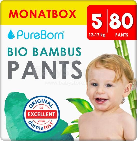Pureborn  Organic Bamboo Art.151624 Ekoloģiskās biksītes  5 izmērs, 12-17 kg