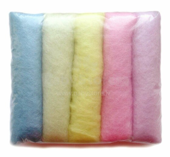 Wool Felt Art.VKMIX23-50 Шерсть разноцветная для Сухого и Мокрого валяния,5 шт.(50г)