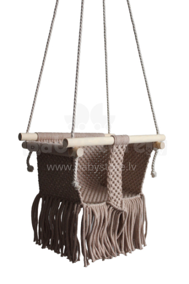 HandicraftBee Art.153322 Высококачественные регулируемые вязаные качели для малышей бежевые (производство Латвия)