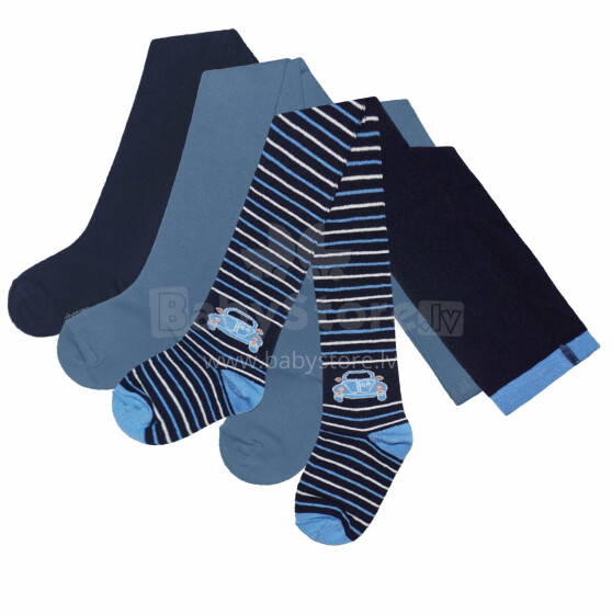 Weri Spezials Children's Tights Cars and Stripes Marine ART.SW-2058 Set of three pairs of high quality cotton tights for boys