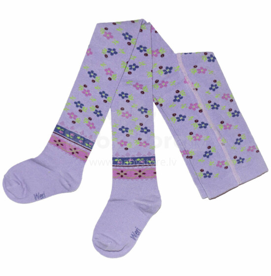 Weri Spezials Children's Tights Etno Lilac ART.WERI-0125 High quality children's cotton tights for gilrs