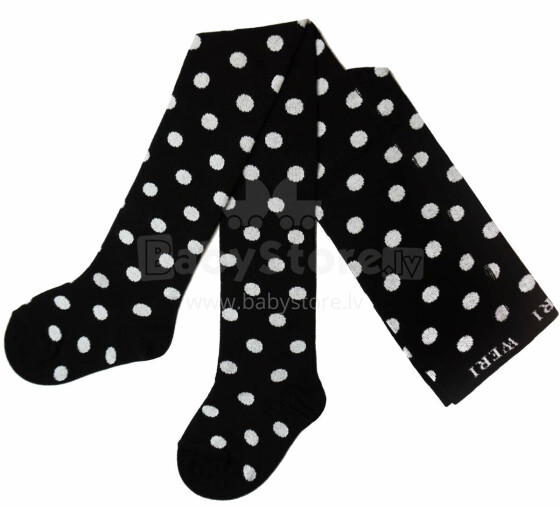 Weri Spezials Children's Tights Big Dots Black and White ART.WERI-0194 High quality children's cotton tights for gilrs