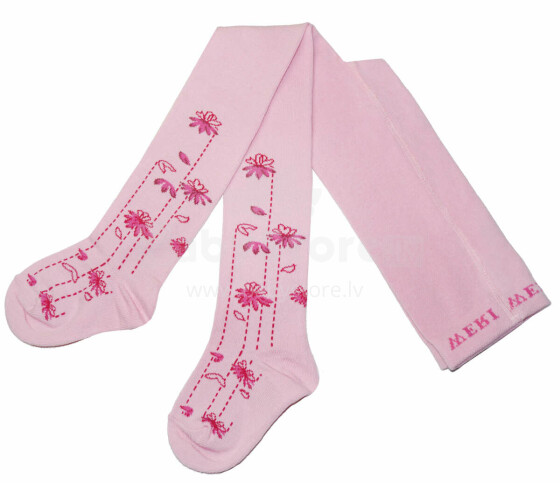 Weri Spezials Children's Tights Elegant Flowers Light Pink ART.WERI-2183 High quality children's cotton tights for gilrs