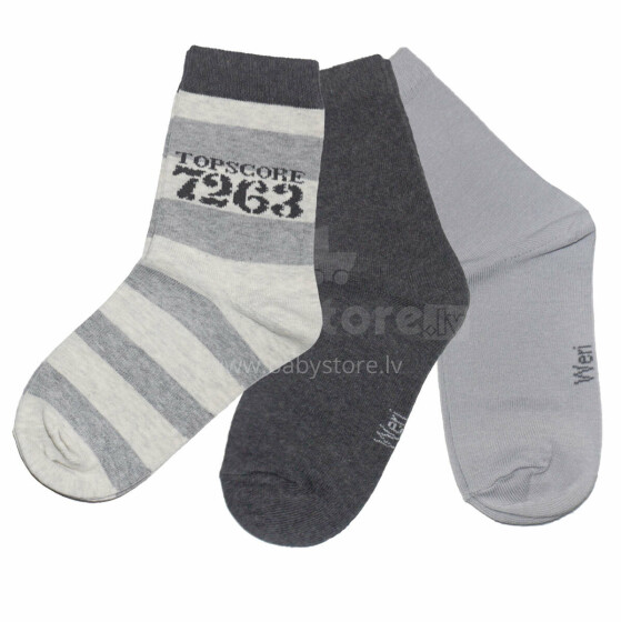 Weri Spezials Детские носки Top Score Grey ART.WERI-3961 Комплект из трех пар высококачественных детских носков из хлопка
