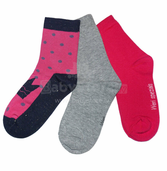 Weri Spezials Children's Socks Crown Strawberry ART.WERI-4577 Pack of three high quality children's cotton socks