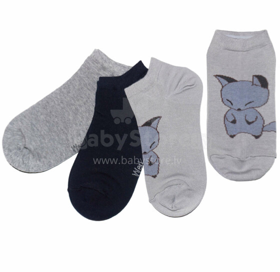 Weri Spezials Children's Sneaker Socks Fox Grey ART.WERI-2516 Pack of three high quality children's cotton sneaker socks