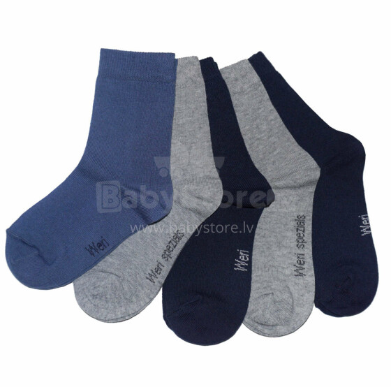 Weri Spezials Детские носки Monochrome Jeans and Grey ART.WERI-3671 Комплект из пяти пар высококачественных детских носков из хлопка