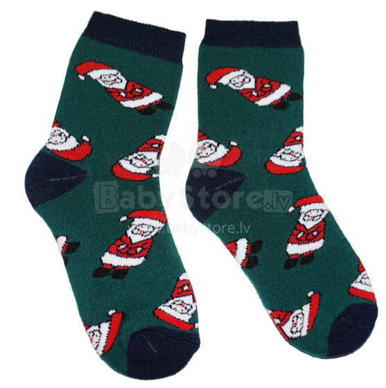Weri Spezials Детские плюшевые носки Christmas Dark Green ART.WERI-4376 Высококачественные детские плюшевые носков из хлопка