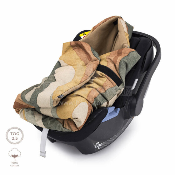 Makaszka Car Seat Blanket Art.KOC5COTTONRAIN022 Rainbow Mountain Высококачественное детское двухстороннее легкое одеяло-конверт с капюшоном (100x110 см)