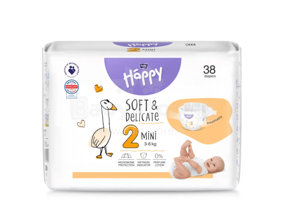 Happy Mini Детские подгузники 2 размер от 3-6 кг,38 шт.