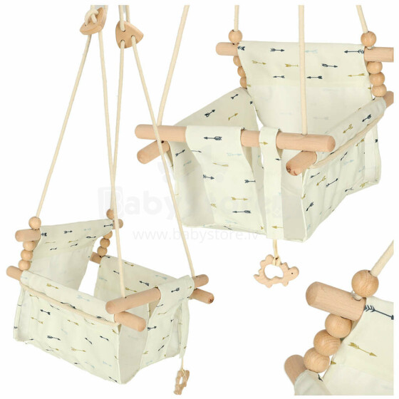 Ikonka Art.KX4599 Children's fabric swing wooden hanging arrows