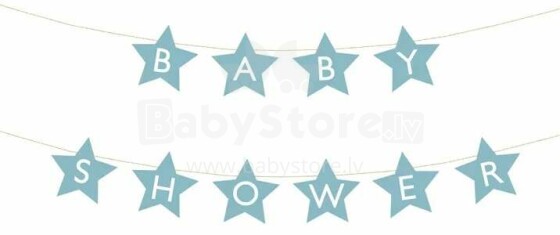 Ikonka Art.KX4578 Kūdikių dušo žvaigždžių šviesiai mėlyna 290 cm x 16,5 cm