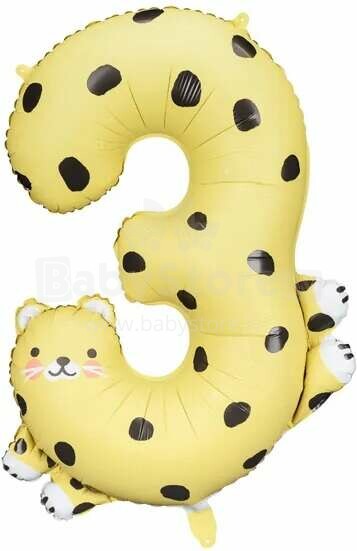 Ikonka Art.KX4535_7 Foil balloon number "3" - Cheetah 55x75 cm