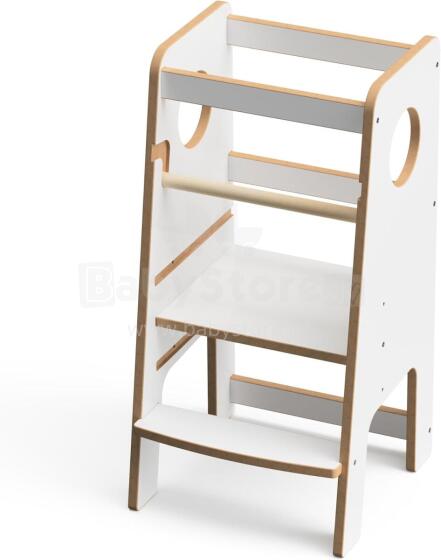 Wooden Learning Tower Art.1578 White koka bērnu kāpslītis/pakapiens [kāpslis]