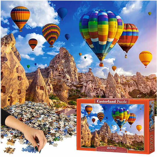Ikonka Art.KX4363 CASTORLAND Puzzle 2000 elemente Värvilised õhupallid Kappadookia - õhupallid Kappadookias 92x68cm