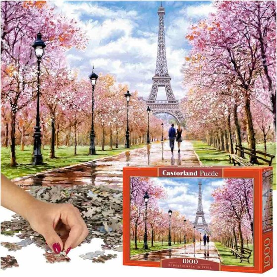 Ikonka Art.KX4739 CASTORLAND Puzzle 1000 elements Romantic Walk In Paris 68x47cm