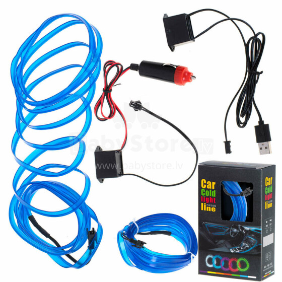 Ikonka Art.KX4956_1 LED ümbritsev valgustus auto / auto USB / 12V lint 3m sinine