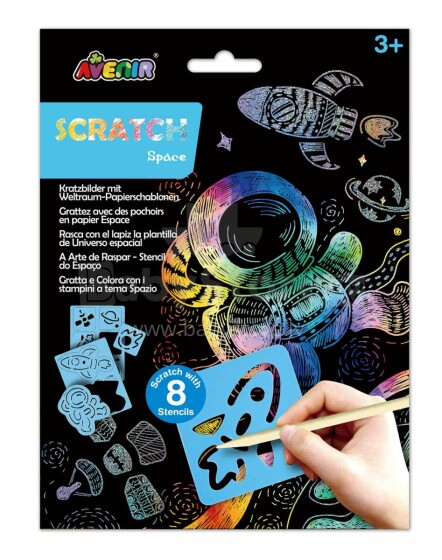 AVENIR Scratch set with stencil: Space