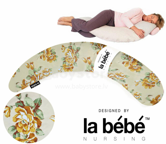 La Bebe™ Moon Maternity Pillow Art.159834 Spring Flowers Satino pilka pagalvė, pasaga nėščioms moterims su polistirolo įdaru [2 užvalkalai] 195 cm
