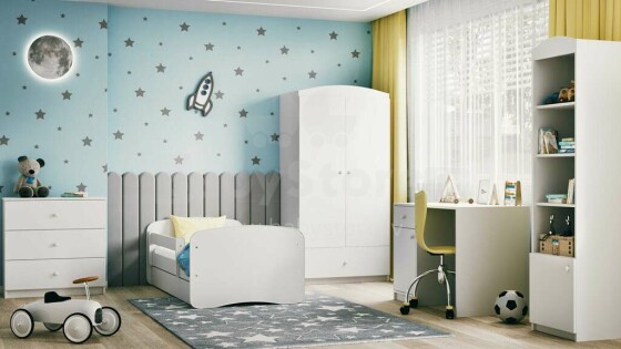 Babydreams white bed without a pattern with a drawer, mattress 160/80