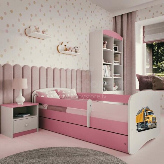 Bed babydreams pink truck with drawer with non-flammable mattress 160/80