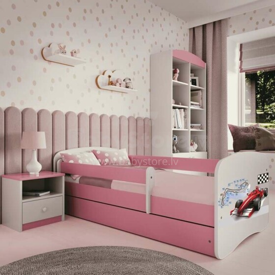 Bed babydreams pink formula with drawer with non-flammable mattress 140/70