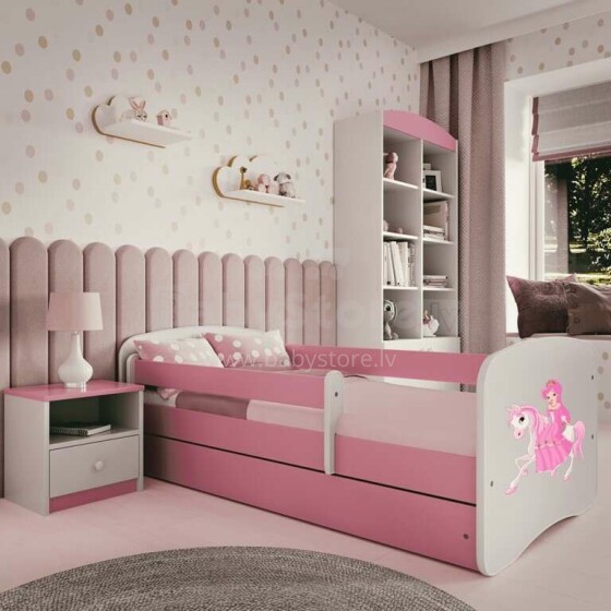 Babydreams bed, pink, princess on a horse, without drawer, latex mattress 180/80