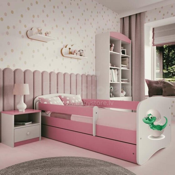 Bed babydreams pink baby dino with drawer with non-flammable mattress 160/80