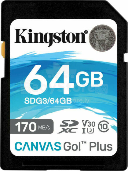 Karta Kingston Canvas Go! Plus SDXC 64 GB Class 10 UHS-I/U3 V30 (SDG3/64GB)