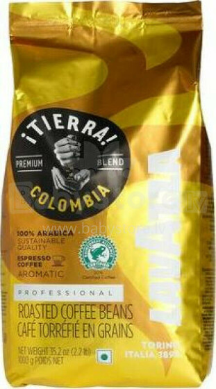 Kafijas pupiņas Lavazza Tierra Kolombija 1 Kg