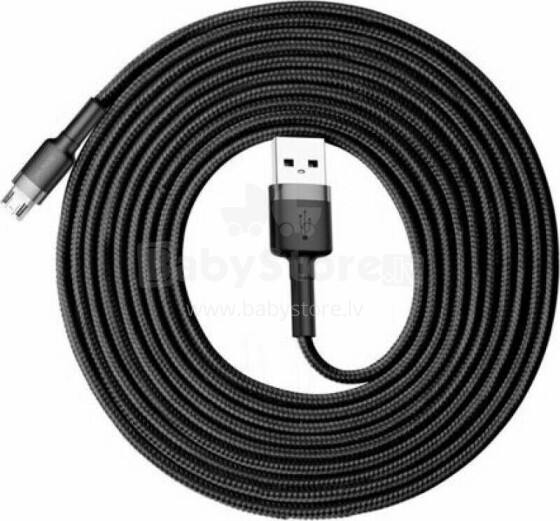 Baseus Cafule kabelis USB kabelis izturīgs neilona USB / mikro USB kabelis 2A 3M melni pelēks (CAMKLF-HG1) universāls