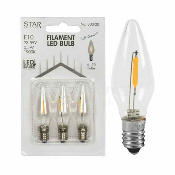 Лампочки для подсвечников LED 23-55В E10 3 шт. 300-20