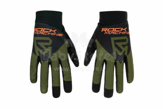 Вело перчатки Rock Machine Race, черный/зелёный/оранжевый, размер S