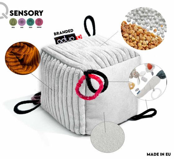 NO™ Sensory Shapes Basic Art.164013 Montessori basic soft cube with buckwheat & pearls filling 12x12cm
