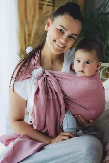 Little Frog Ring Sling Cotton Art.164068 Linen Hutt Lagoon Слинг - платок с кольцами S размер (для детей до 36 месяцев)