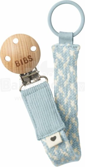 Bibs Pacifier Clip Art.165570 Baby Blue Ivory  Māneklīša ķēde (Knupja turētājs) ar klipsi