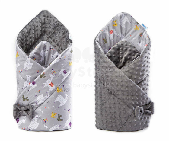 Minky Baby Nest Cone Wrap – llamas grey 75x75