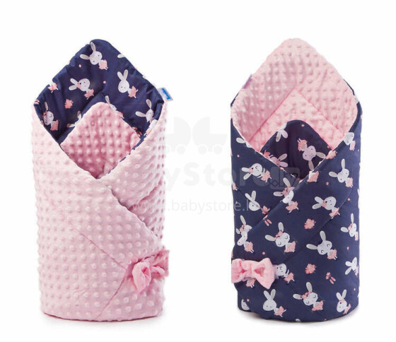 Minky Baby Nest Cone Wrap – rabbits/pink 75x75