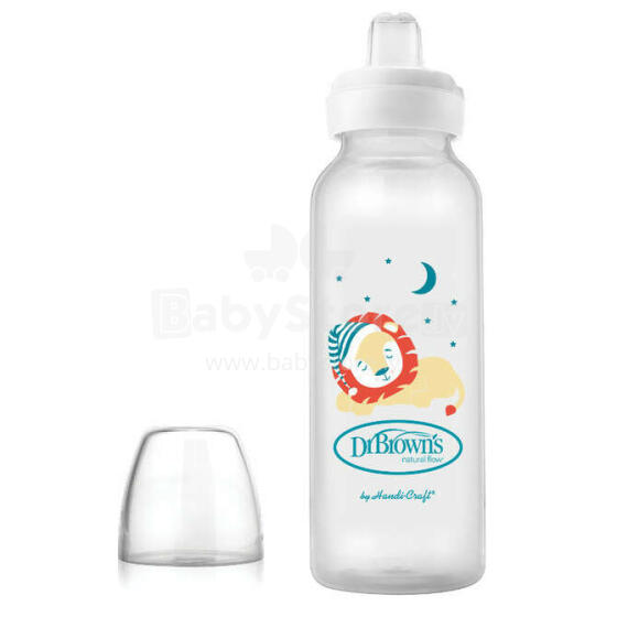 SB81097 STANDARD 250ML non-spill bottle. Silicon mouthpiece. Lion