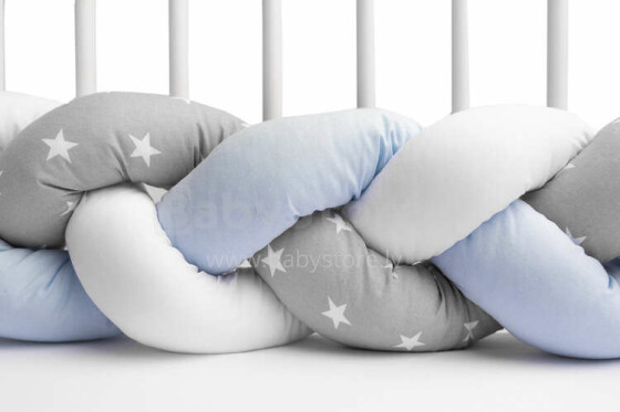 Braided Crib Bumpers 210 cm – stars blue