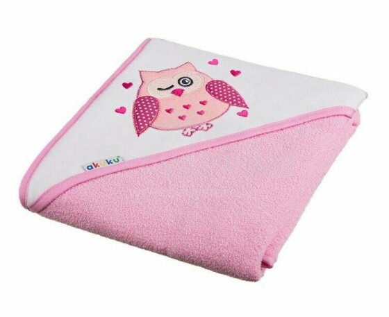 A1243 Baby hooded towel OWL PINK