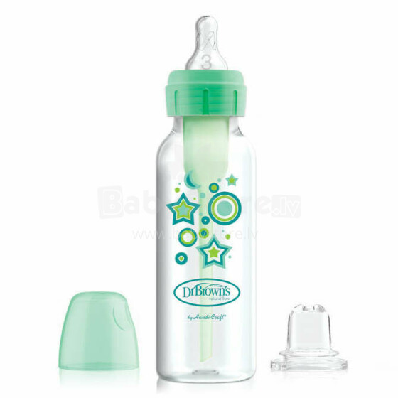 SB81603 8 oz/250 ml PP Narrow Options+ Bottle to Sippy Starter Kit, Green Stars (+L3 Nipple)