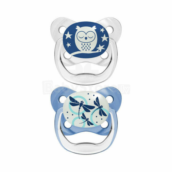 PV12008  PreVent Glow in the Dark BUTTERFLY SHIELD Pacifier - Stage 1, Assorted, 2-Pack