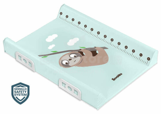 Stiffened Changing Pad WITH SAFETY SYSTEM - AFRICA SLOTH MINT 70 cm