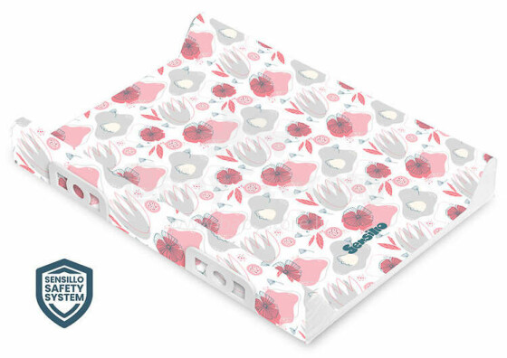 Stiffened Changing Pad with Safety System– GARDEN POPPIES PLATINUM 70 cm