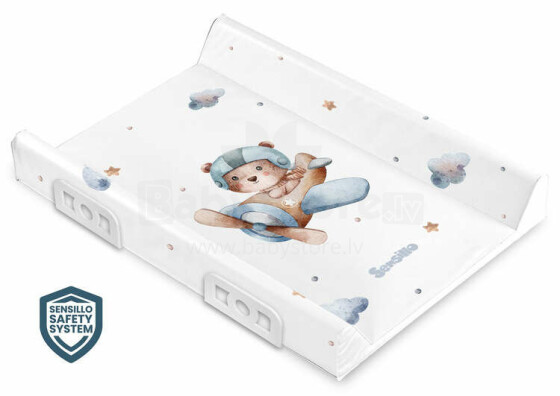 Stiffened Changing Pad WITH SAFETY SYSTEM - SKY AEROPPLANE WITH TEDDY 70 cm
