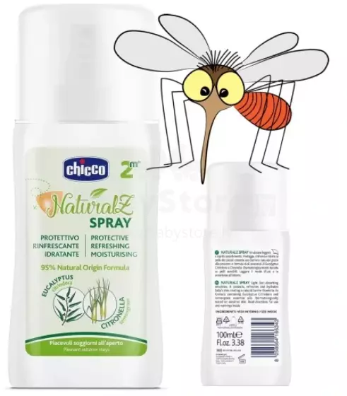 Chicco NaturalZ Protection Spray Art.167784  Натуральный Защитный спрей от комаров,100мл,от 2+ мес.