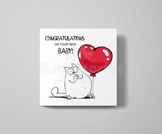 Gift Card Cat Clawdius Art.168324 Двойная открытка с забавным котом-маскотом 123x123мм