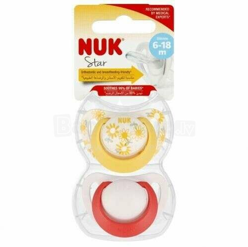 9018 STAR DAY & NIGHT SILICONE pacifier 6-18 2PCS/BOX 539472, 736726