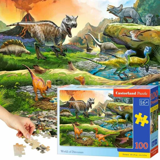 Ikonka Art.KX3707 CASTORLAND Puzzle 100el. Dinozauru pasaule